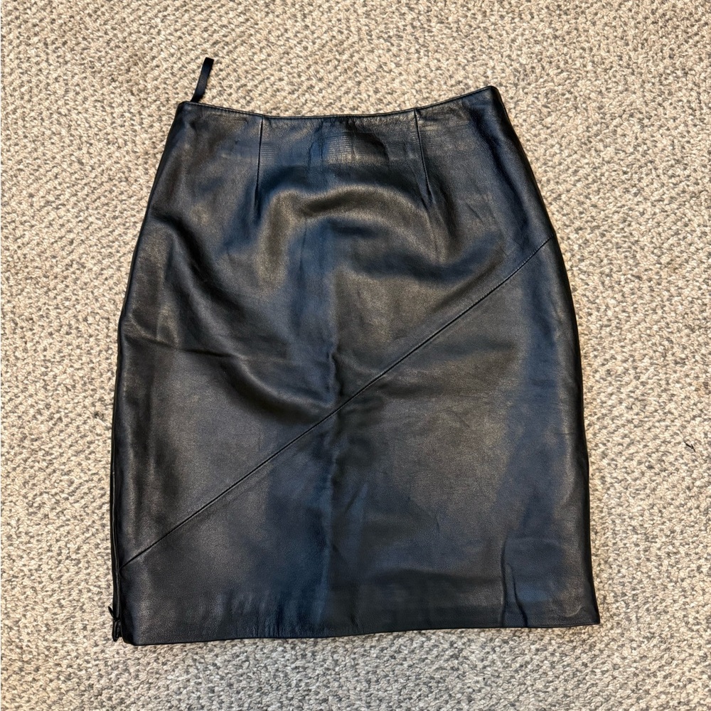 Wilson Black Leather Pencil Skirt